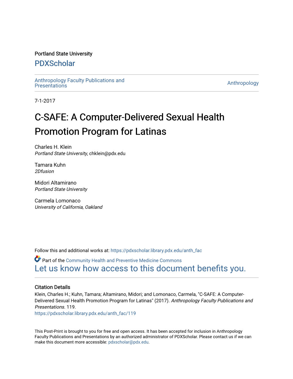 A Computer-Delivered Sexual Health Promotion Program for Latinas