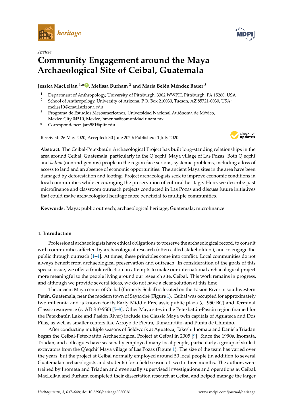 Community Engagement Around the Maya Archaeological Site of Ceibal, Guatemala