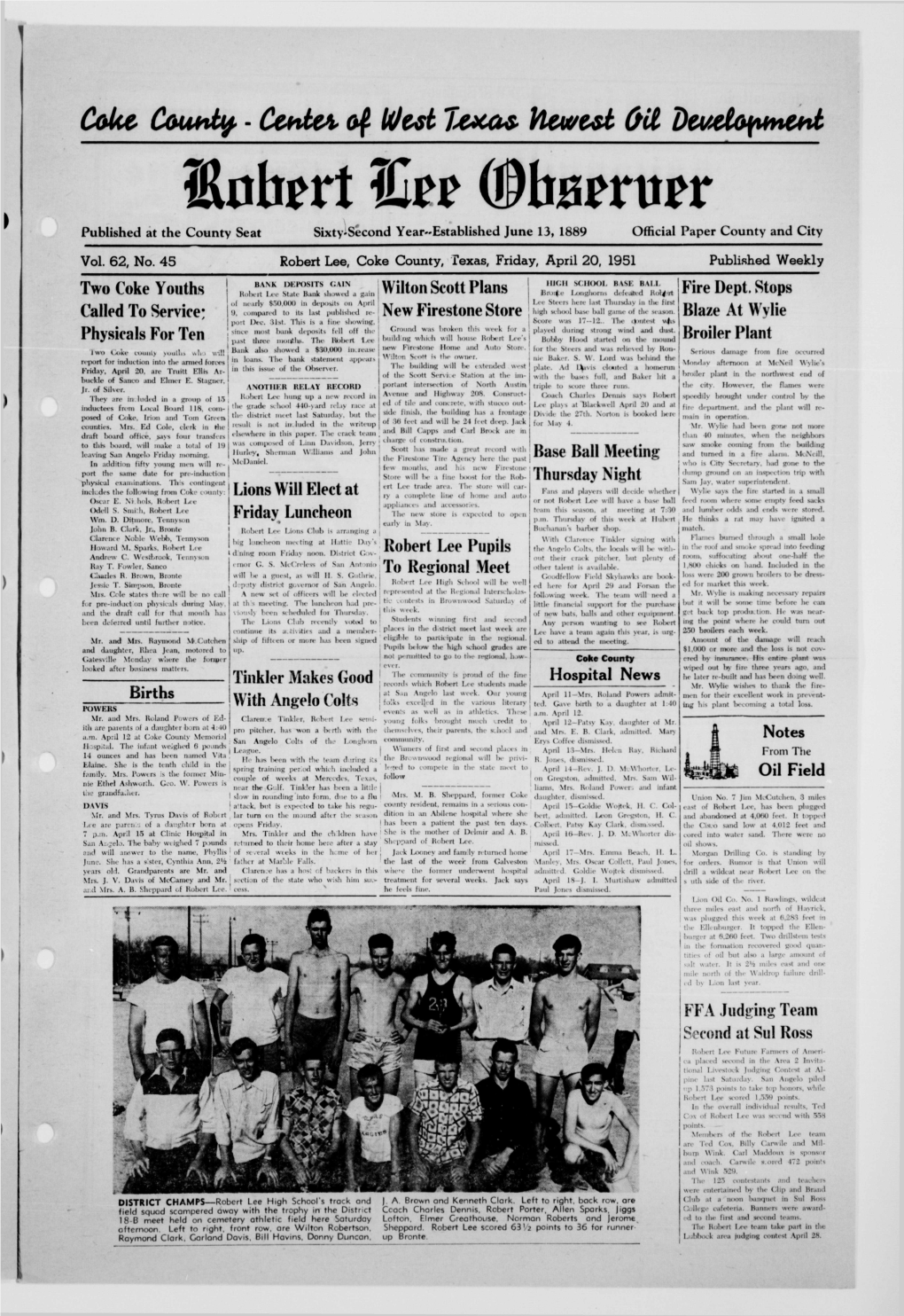 Robert Lee Observer 1951 04 20.Pdf (12.64Mb)