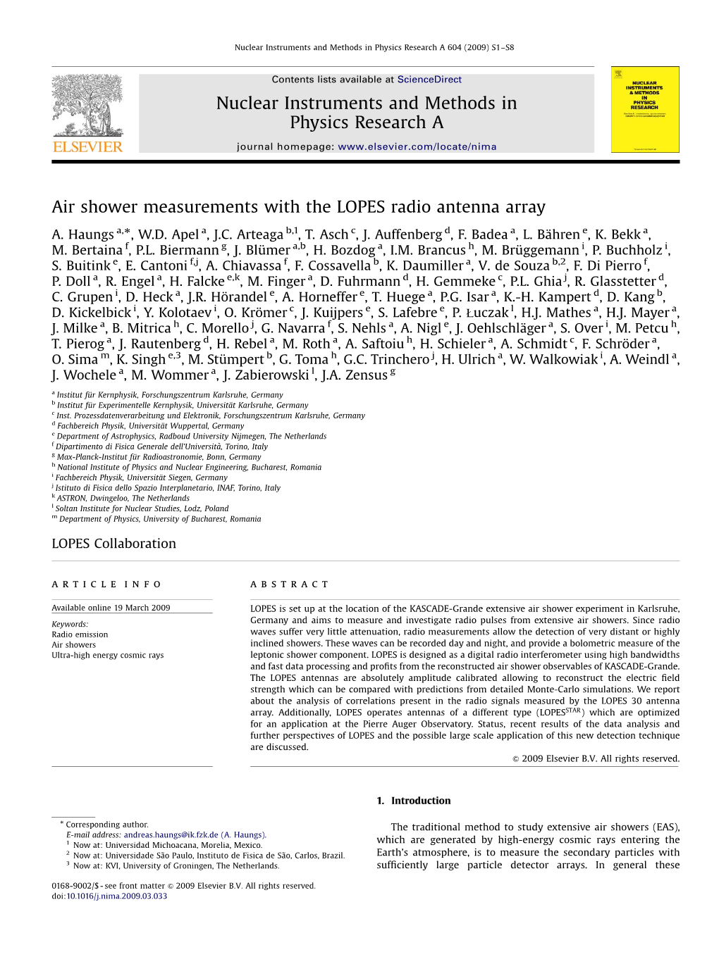 Air Shower Measurements with the LOPES Radio Antenna Array