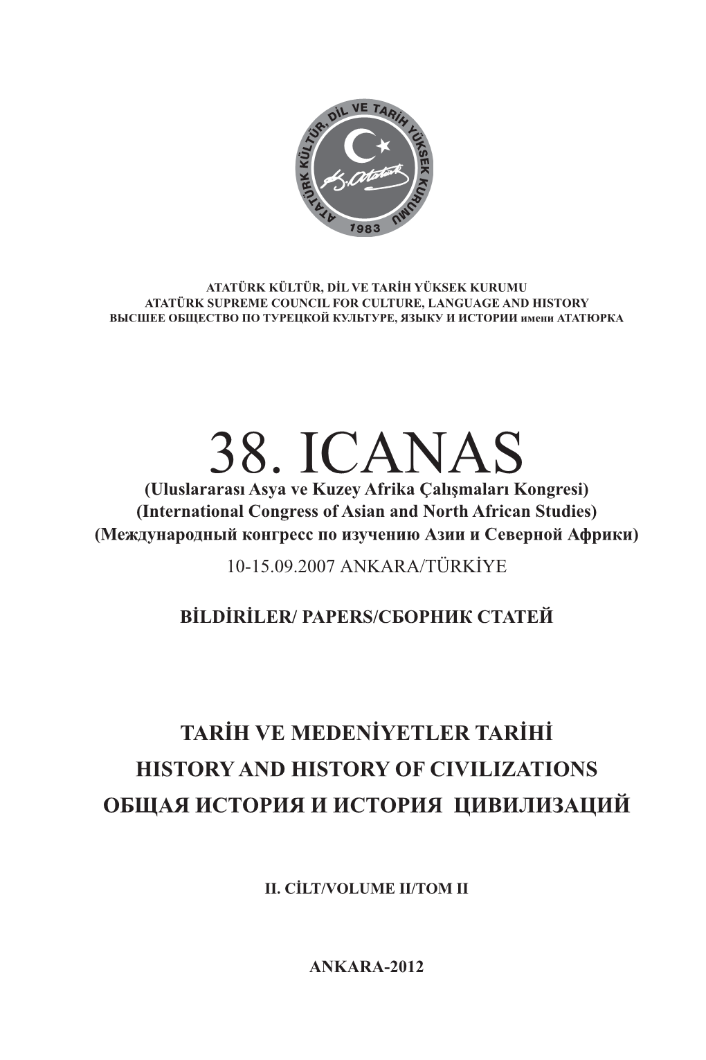 38. ICANAS (Uluslararası Asya Ve Kuzey Afrika Çalışmaları Kongresi) (International38