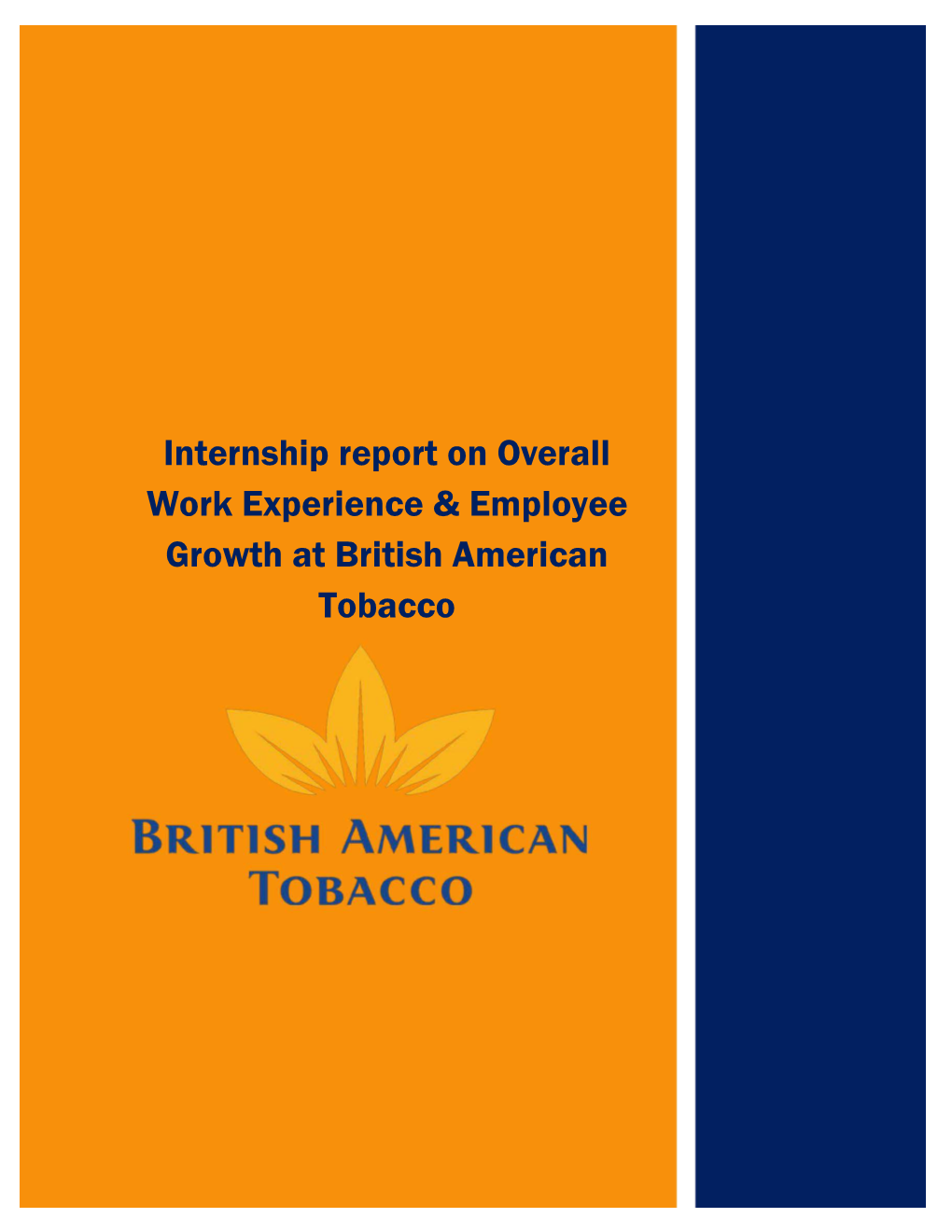 Internship Report on Overall Work Experience & Employee Growth At