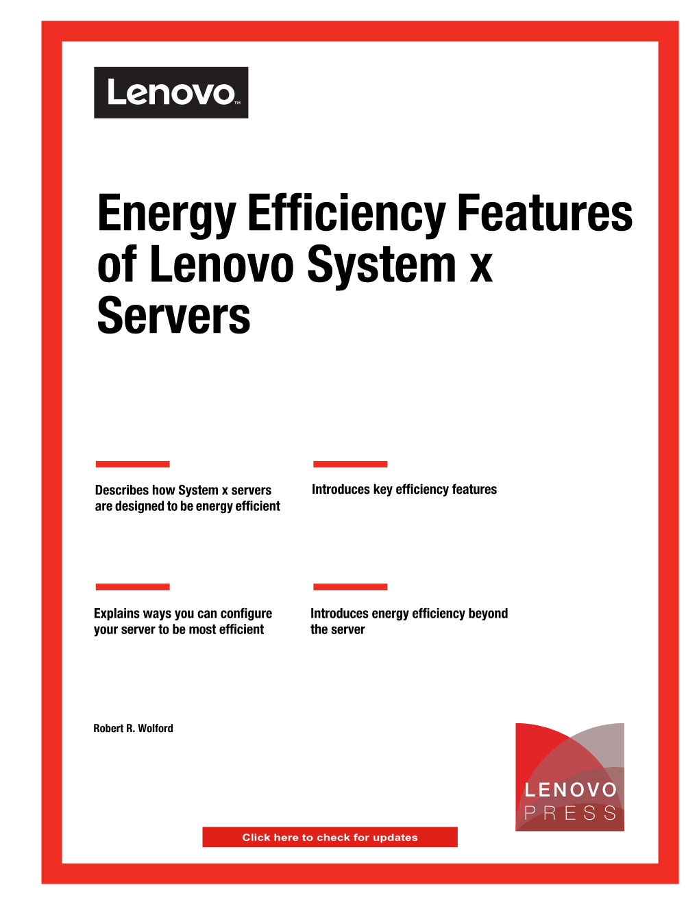 Energy Efficiency Features of Lenovo System X Servers