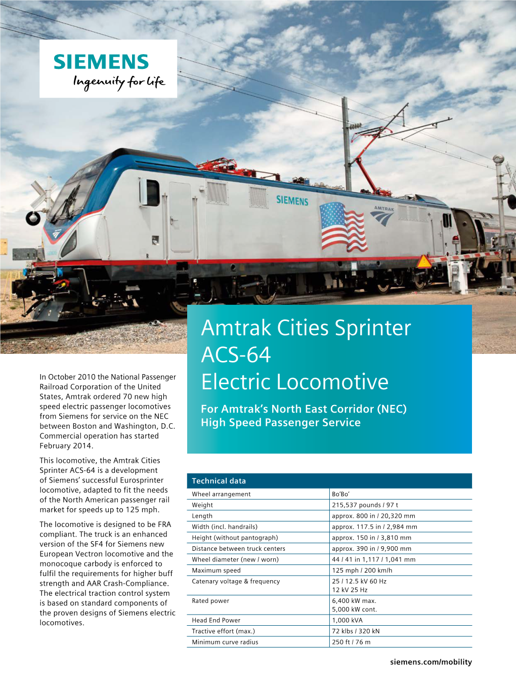 Amtrak Cities Sprinter ACS-64 Electric Locomotive