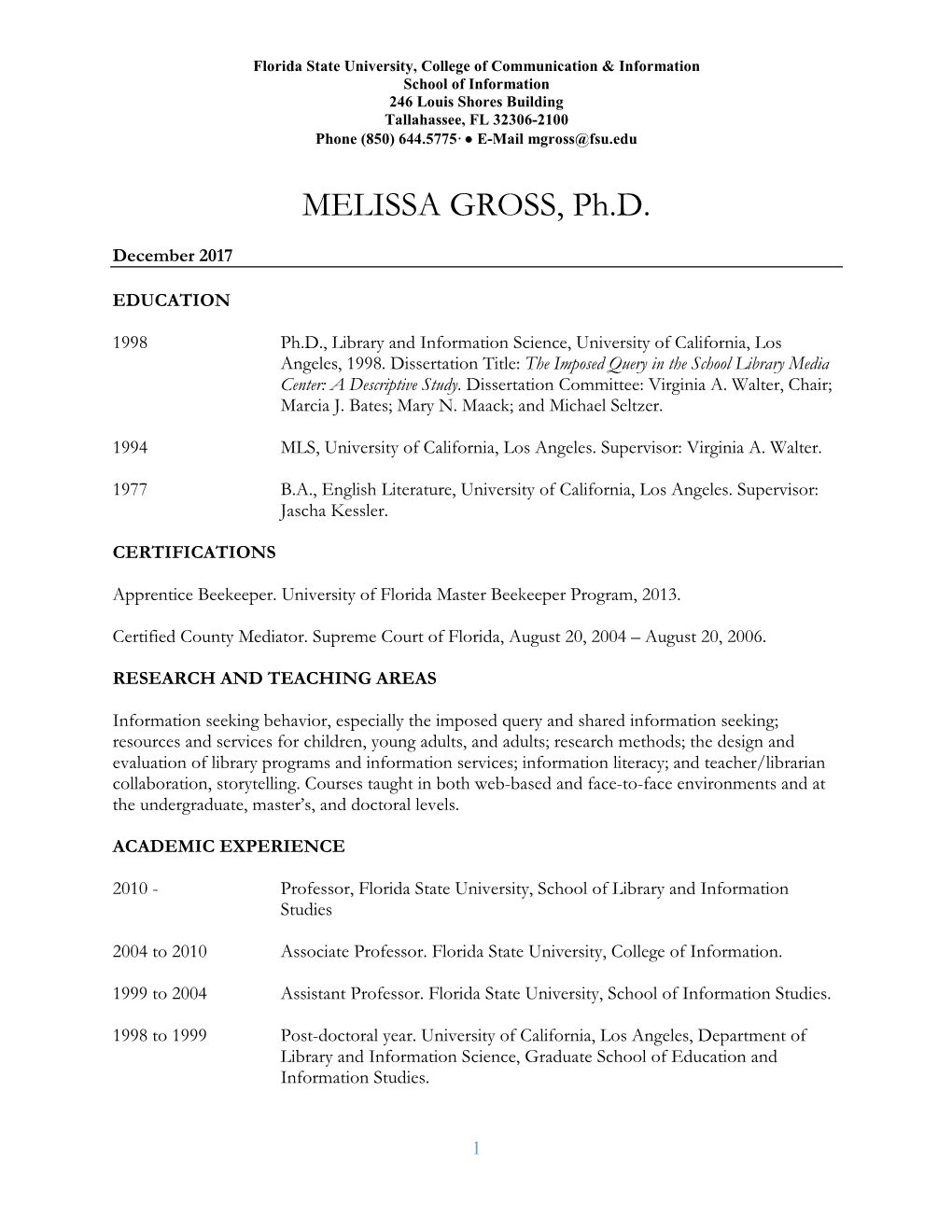 MELISSA GROSS, Ph.D