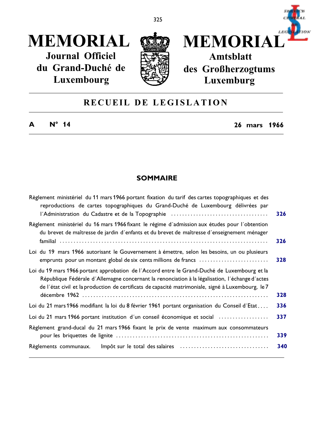 Loi Du 21 Mars 1966 Modifiant La Loi Du 8 Février 1961 Portant Organisation Du Conseil D´Etat