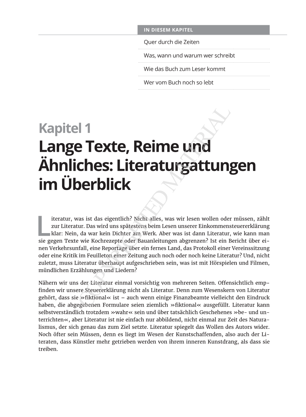 Chapter 1: Lange Texte, Reime Und Ähnliches: Literaturgattungen Im