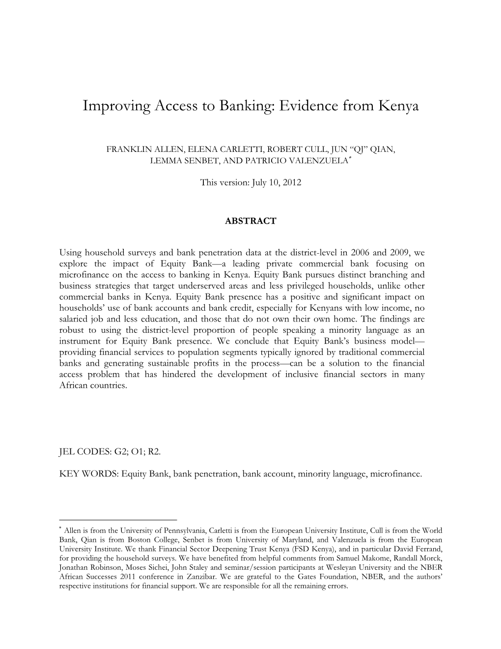 Improving Access to Banking: Evidence from Kenya