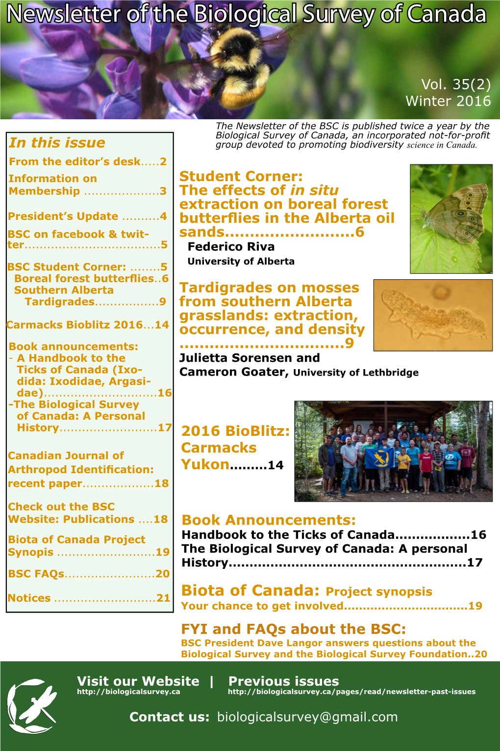 Newsletter of the Biological Survey of Canada