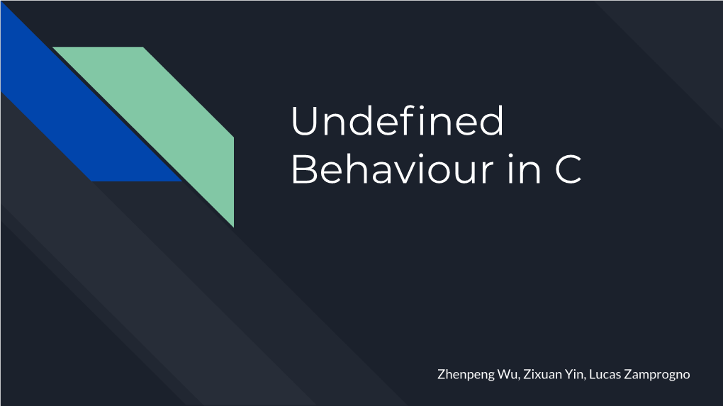 Undefined Behaviour in C