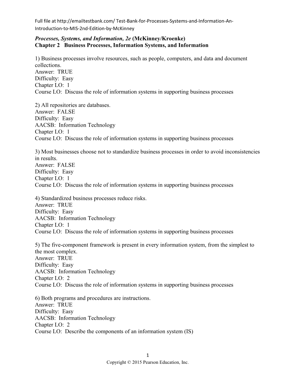 Processes, Systems, and Information, 2E (Mckinney/Kroenke)