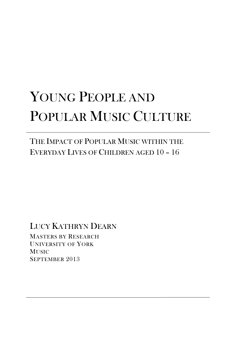 Young People and Popular Music Culture