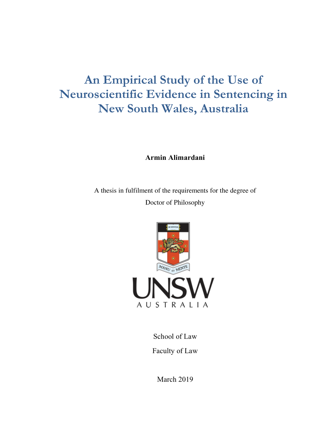 An Empirical Study of the Use of Neuroscientific Evidence in Sentencing in New South Wales, Australia