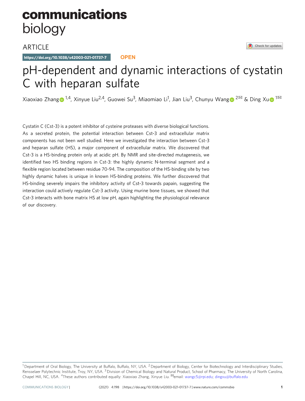 Ph-Dependent and Dynamic Interactions of Cystatin C