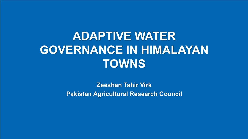 Adaptive Water Governance in Himalayan Towns
