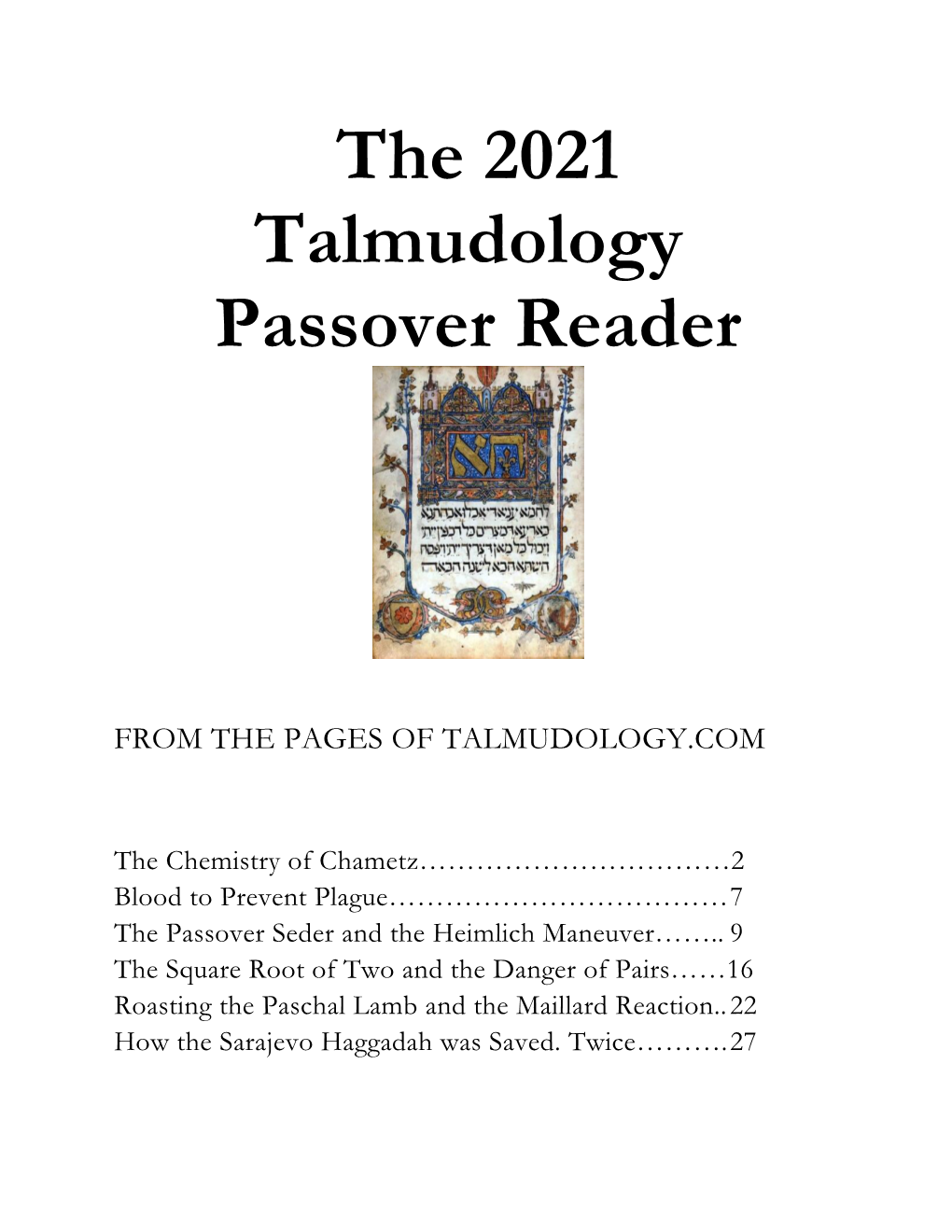 The 2021 Talmudology Passover Reader