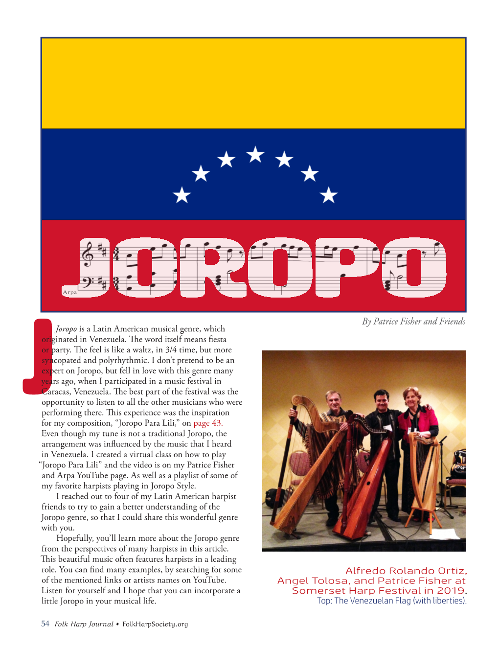 Fall 2021 Folk Harp Journal Article on the Joropo Genre