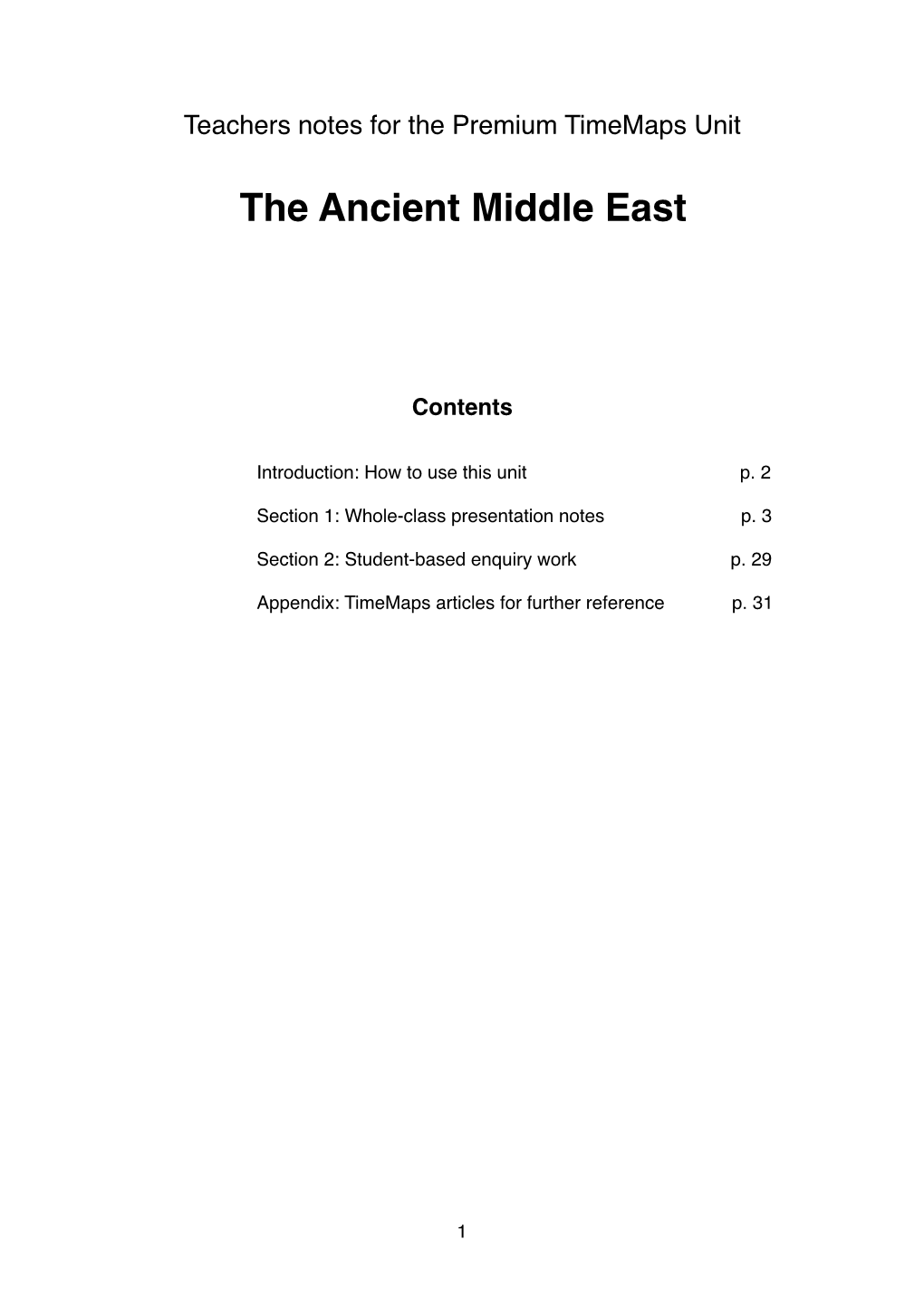 Ancient Middle East Teachers Notes