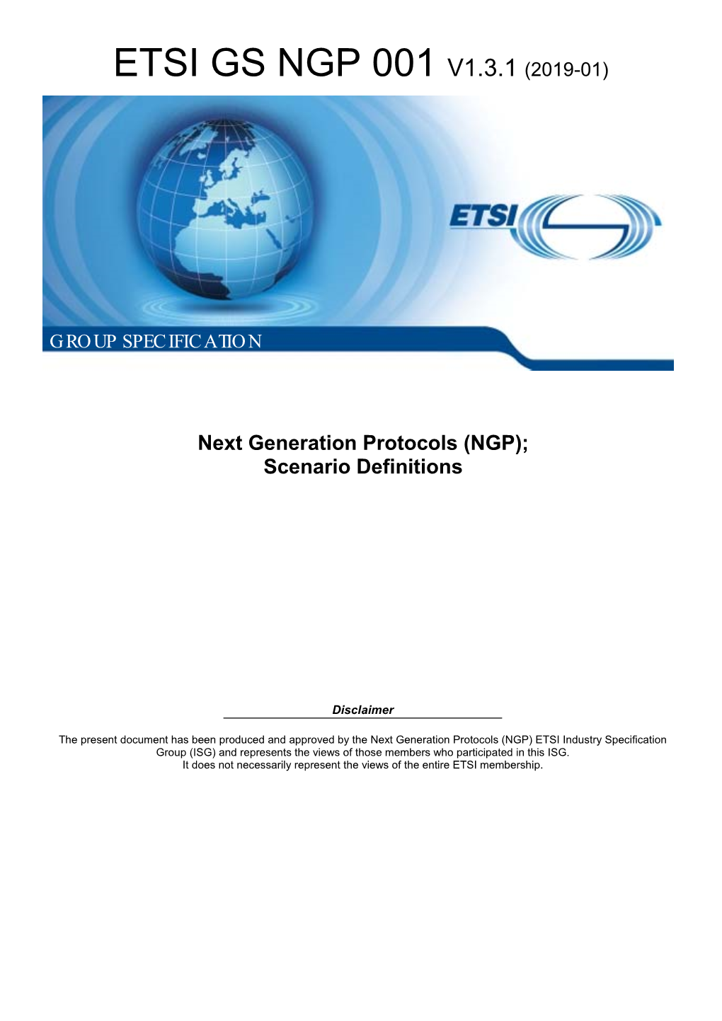 Etsi Gs Ngp 001 V1.3.1 (2019-01)