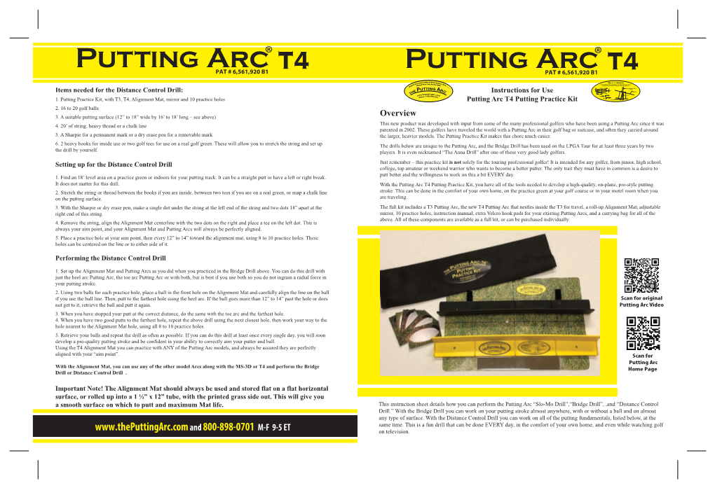 REVISION 07.27.18 T4 Putting and Practicing Kit Brochure