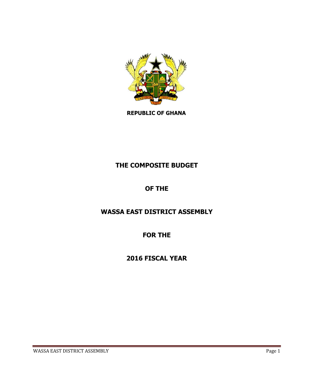 11` the Composite Budget of the Wassa East District Assembly for the 2016