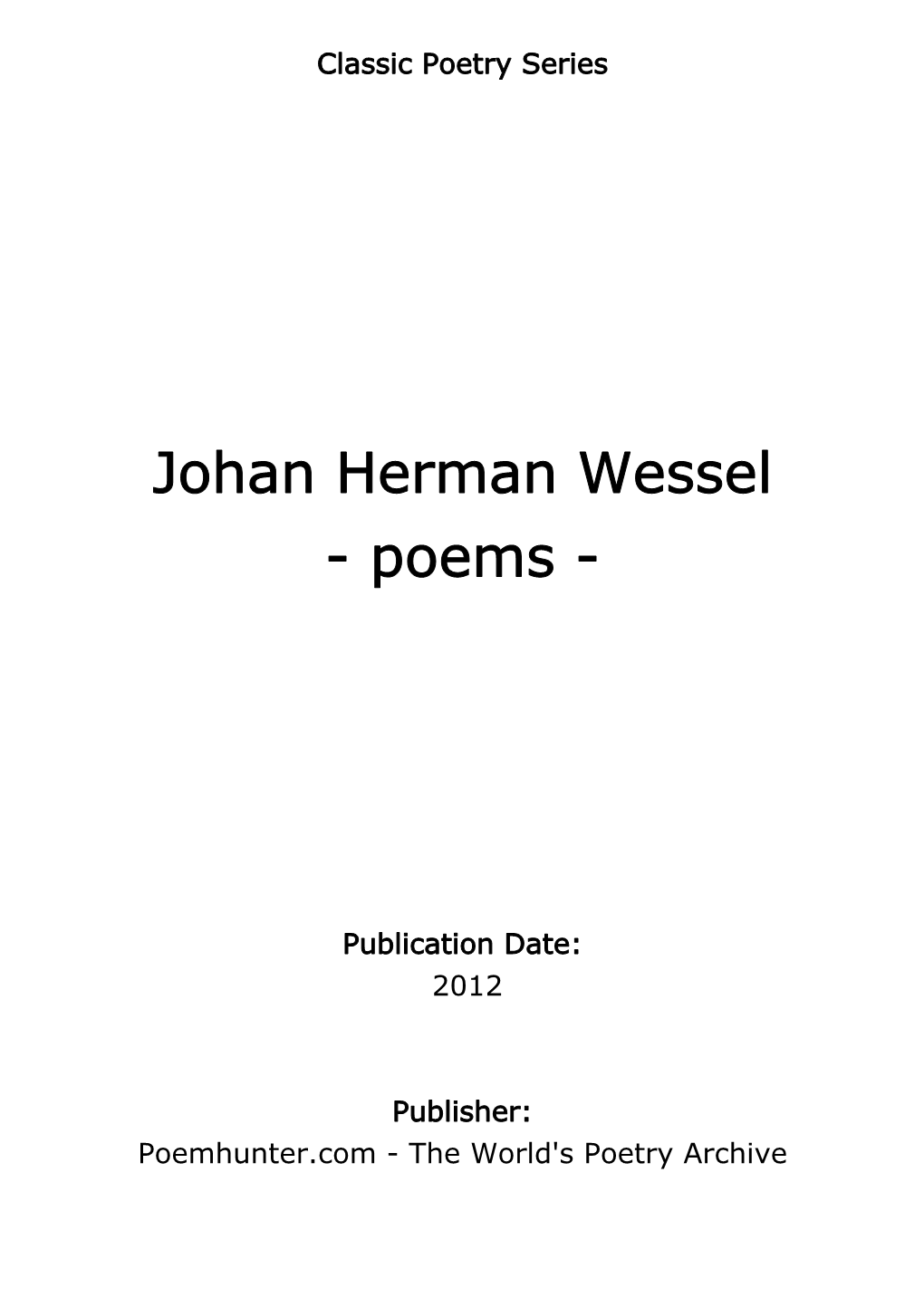 Johan Herman Wessel - Poems