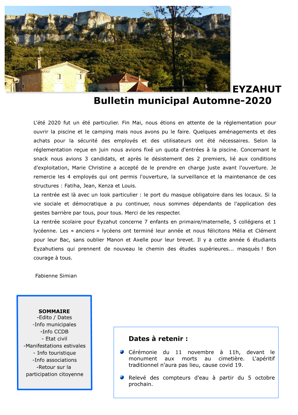 Bulletin Eyzahut Automne2020