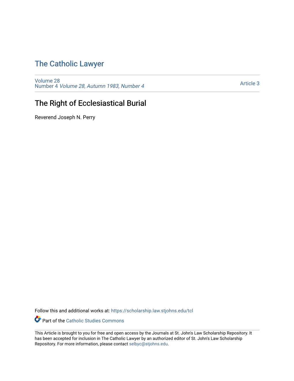 The Right of Ecclesiastical Burial