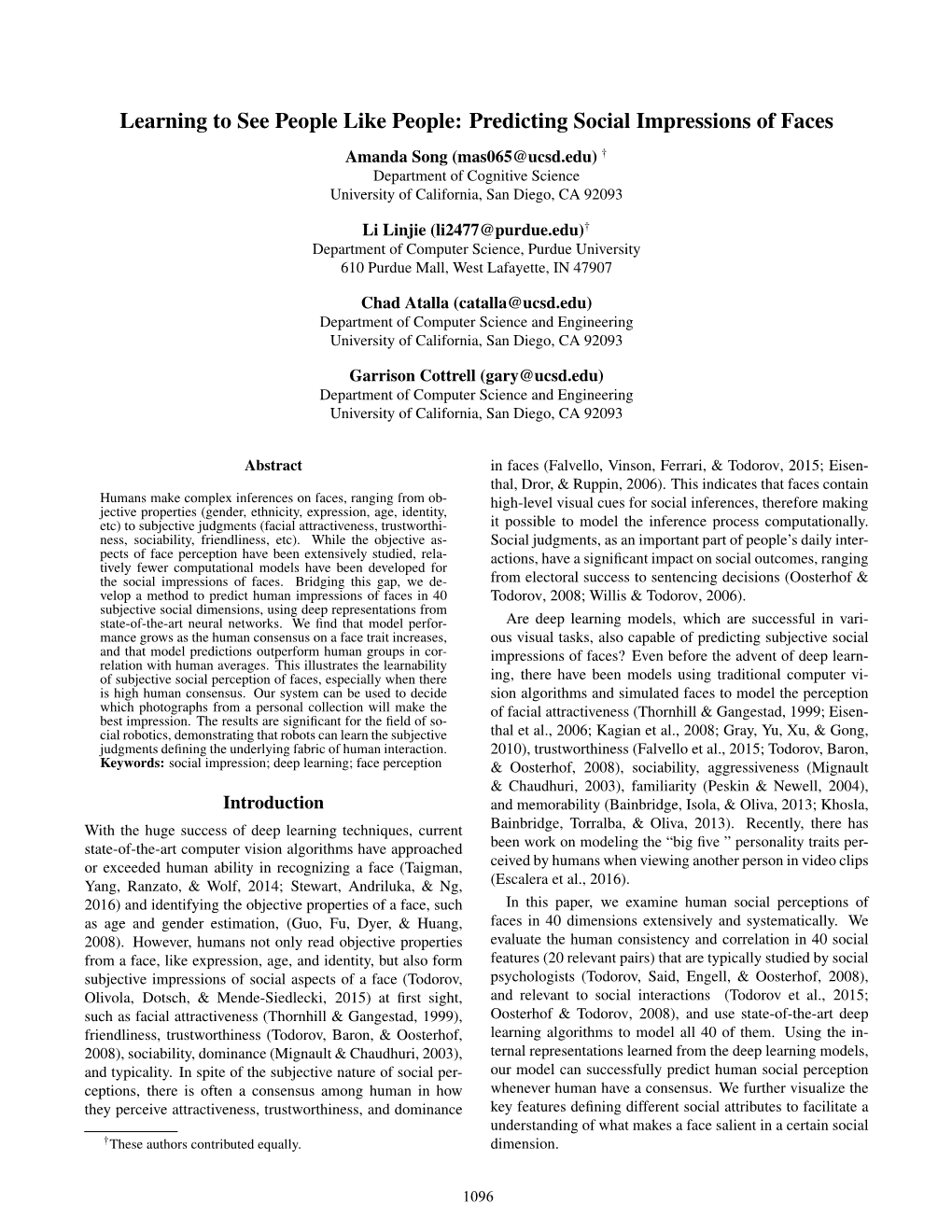 Learning to See People Like People: Predicting Social Impressions Of