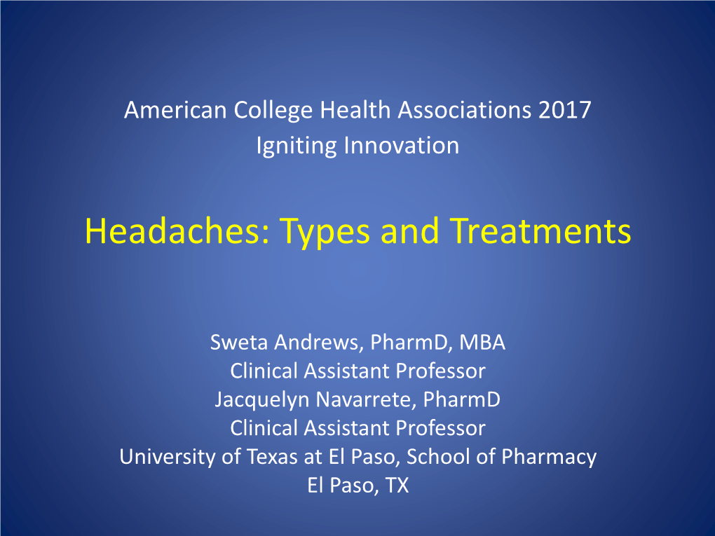 Headaches: Types and Treatments