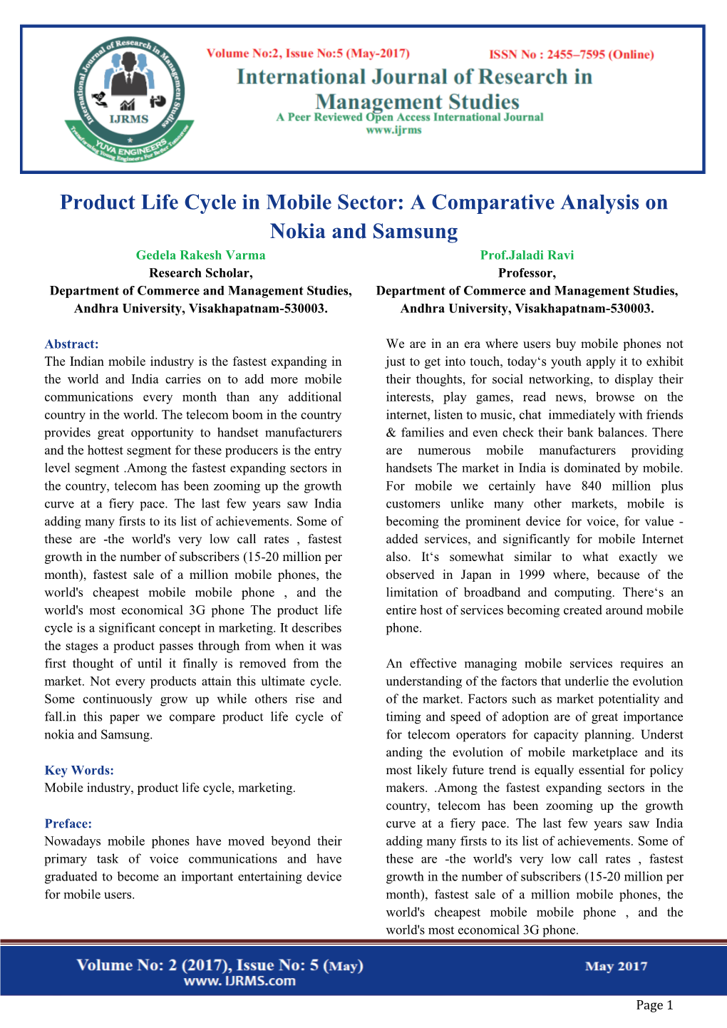 Product Life Cycle in Mobile Sector