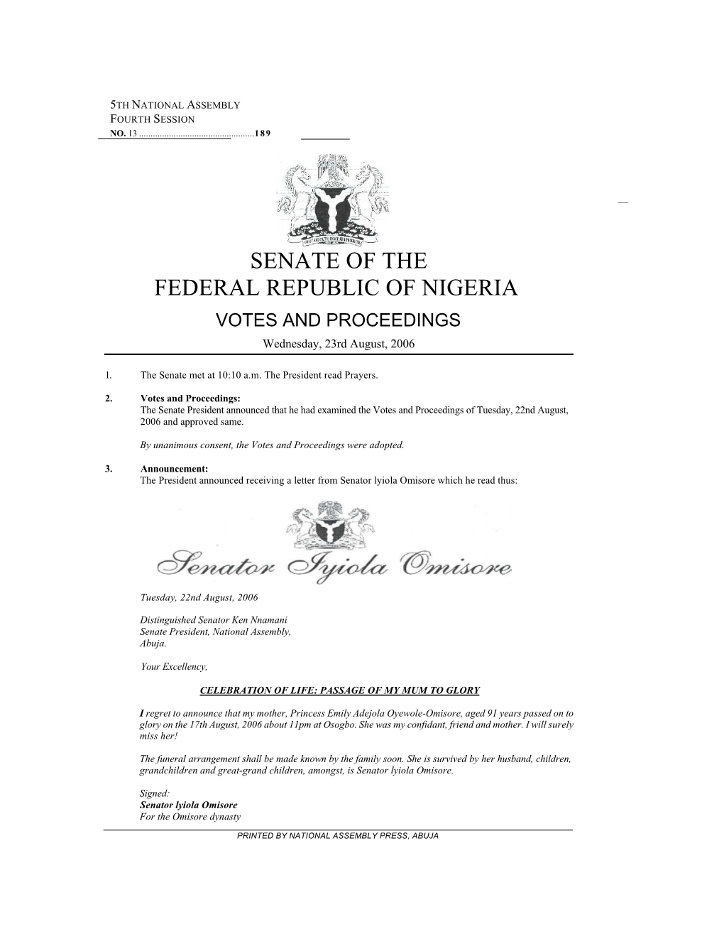 Senate of the Federal Republic of Nigeria