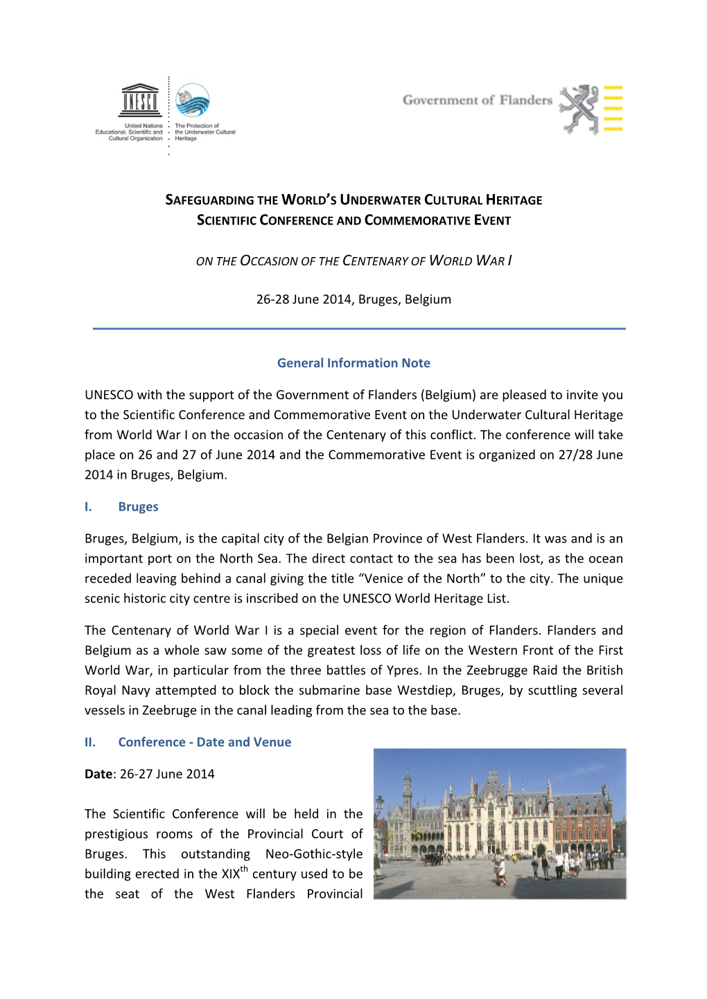 26-28 June 2014, Bruges, Belgium General Information Note UNESCO