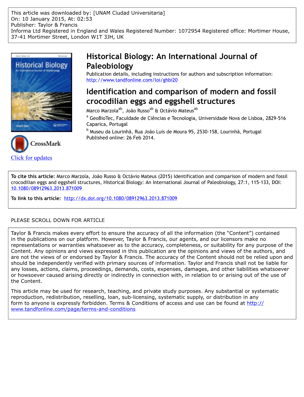 Historical Biology: an International Journal of Paleobiology