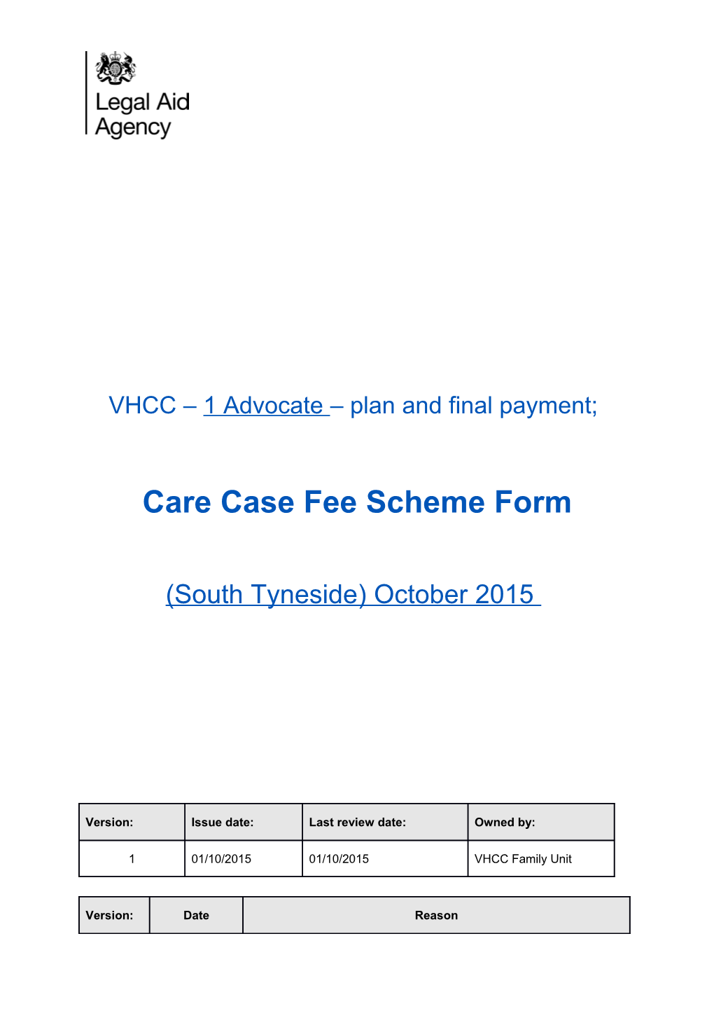 VHCC - Events Model Case Plan 1 Counsel (South Tyneside) April 2013 V1