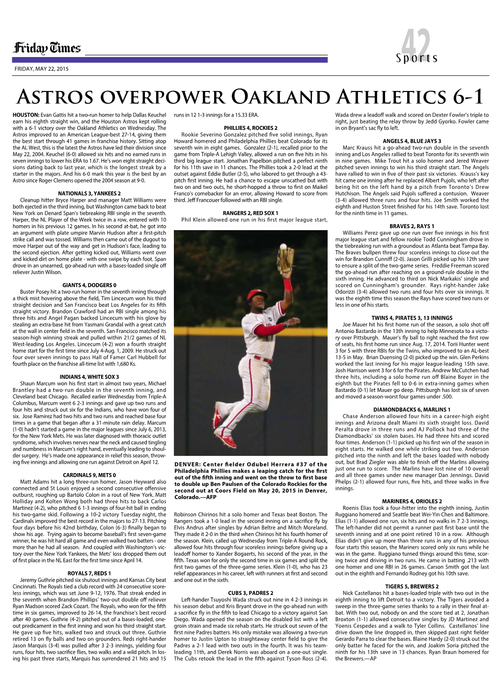 Astros Overpower Oakland Athletics 6-1