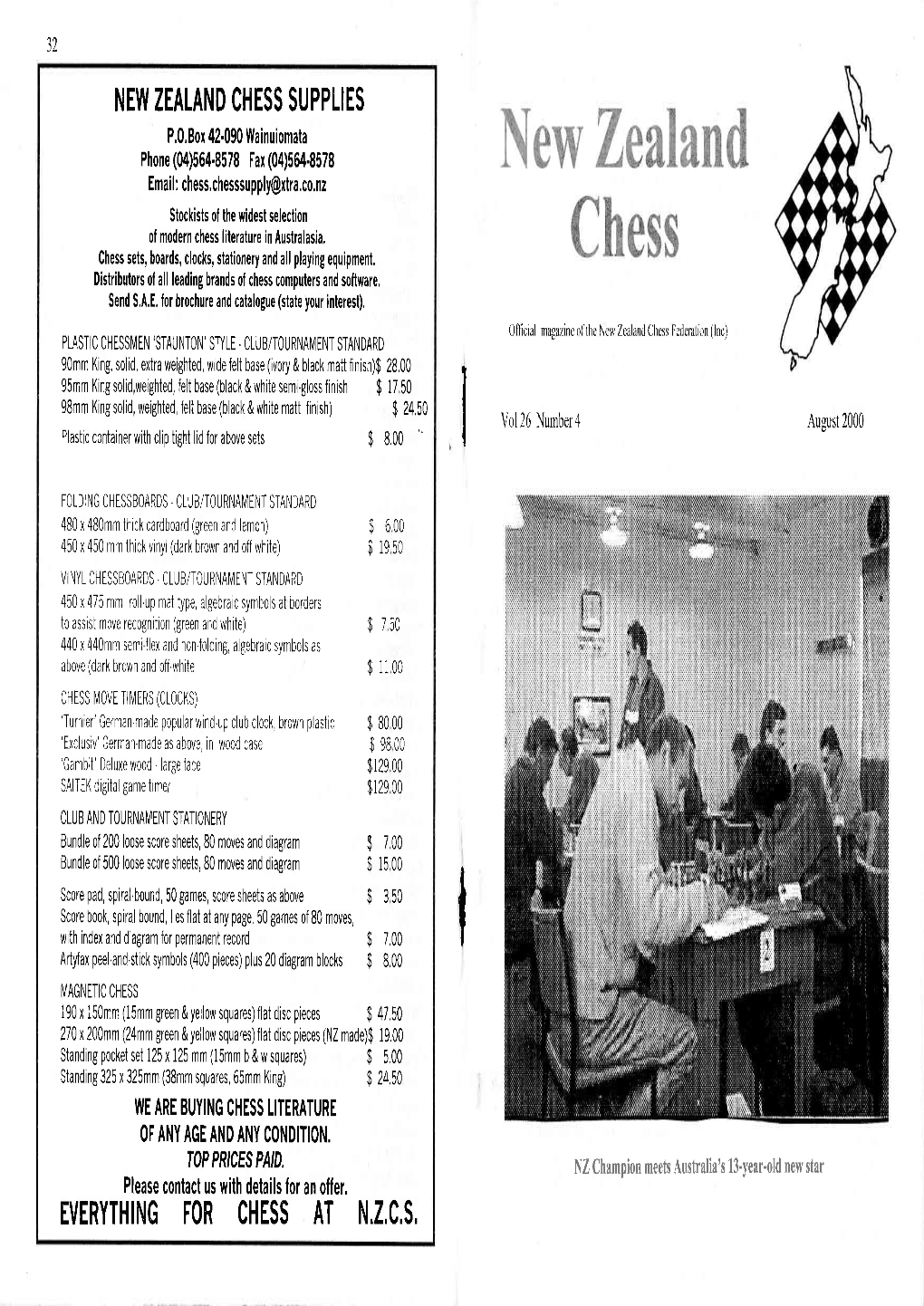 Everything for Chess at N.Z.C.S.