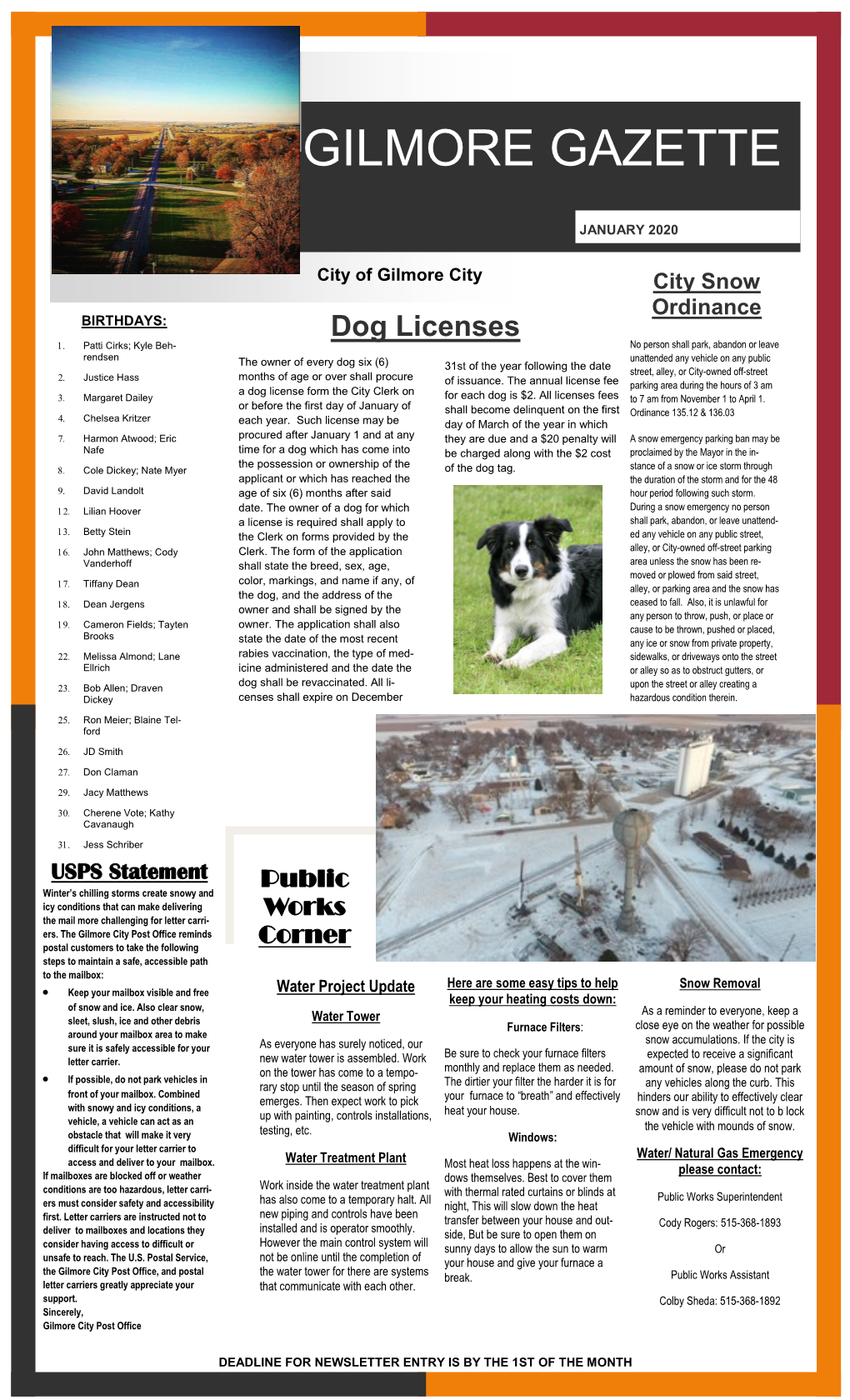 Gilmore Gazette – Jan. 2020