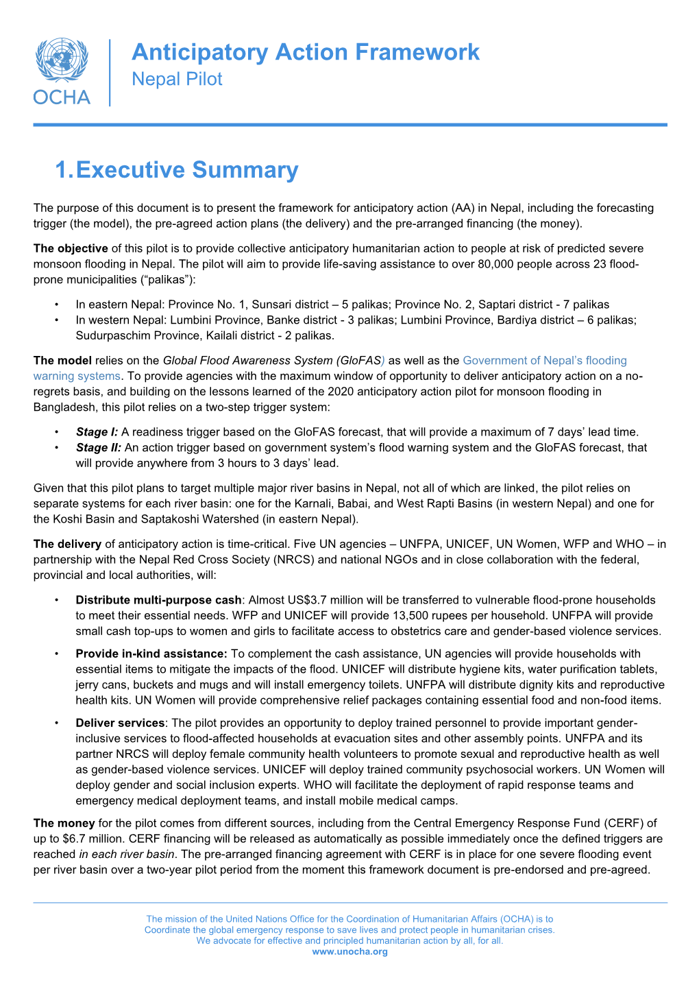 1. Executive Summary Anticipatory Action Framework