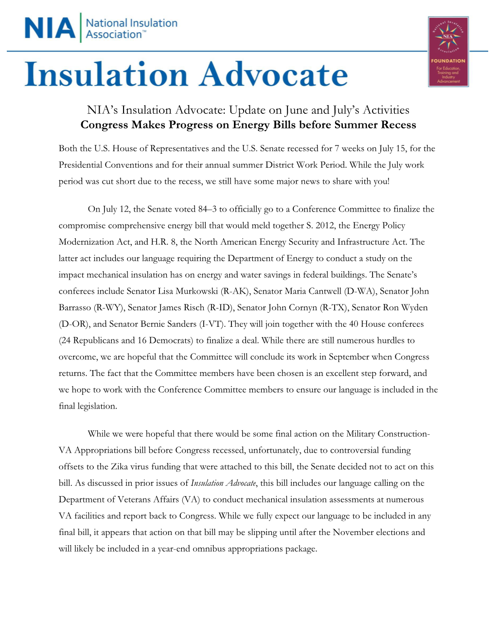 NIA's Insulation Advocate