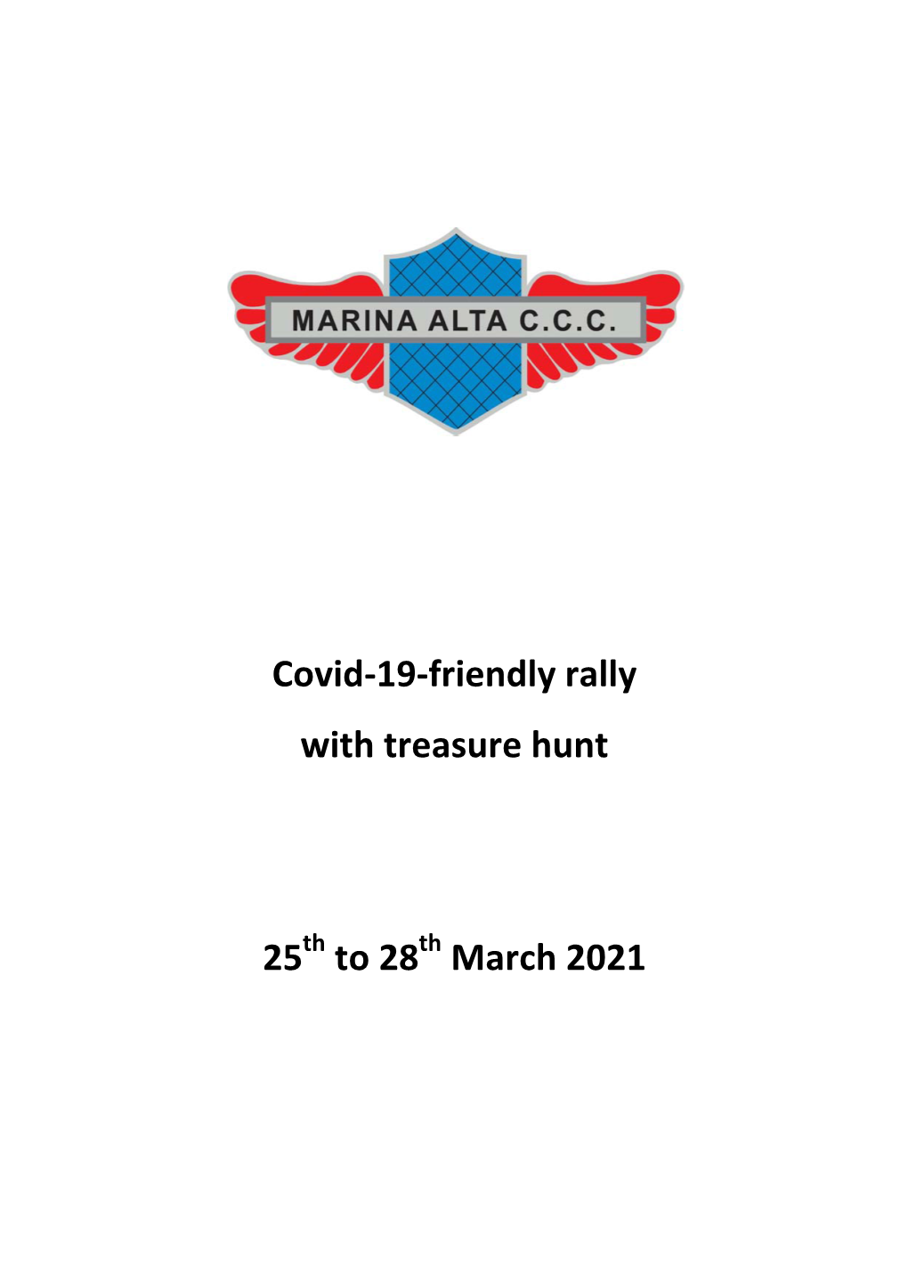 Covid-19-Friendly Rally with Treasure Hunt 25 to 28 March 2021