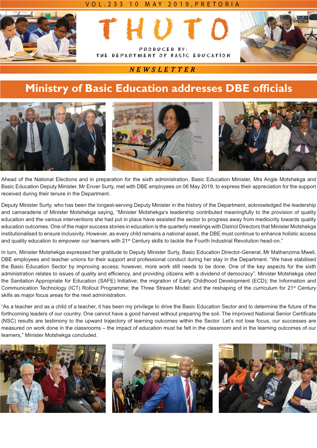 Ministry of Basic Education Addresses DBE Officials