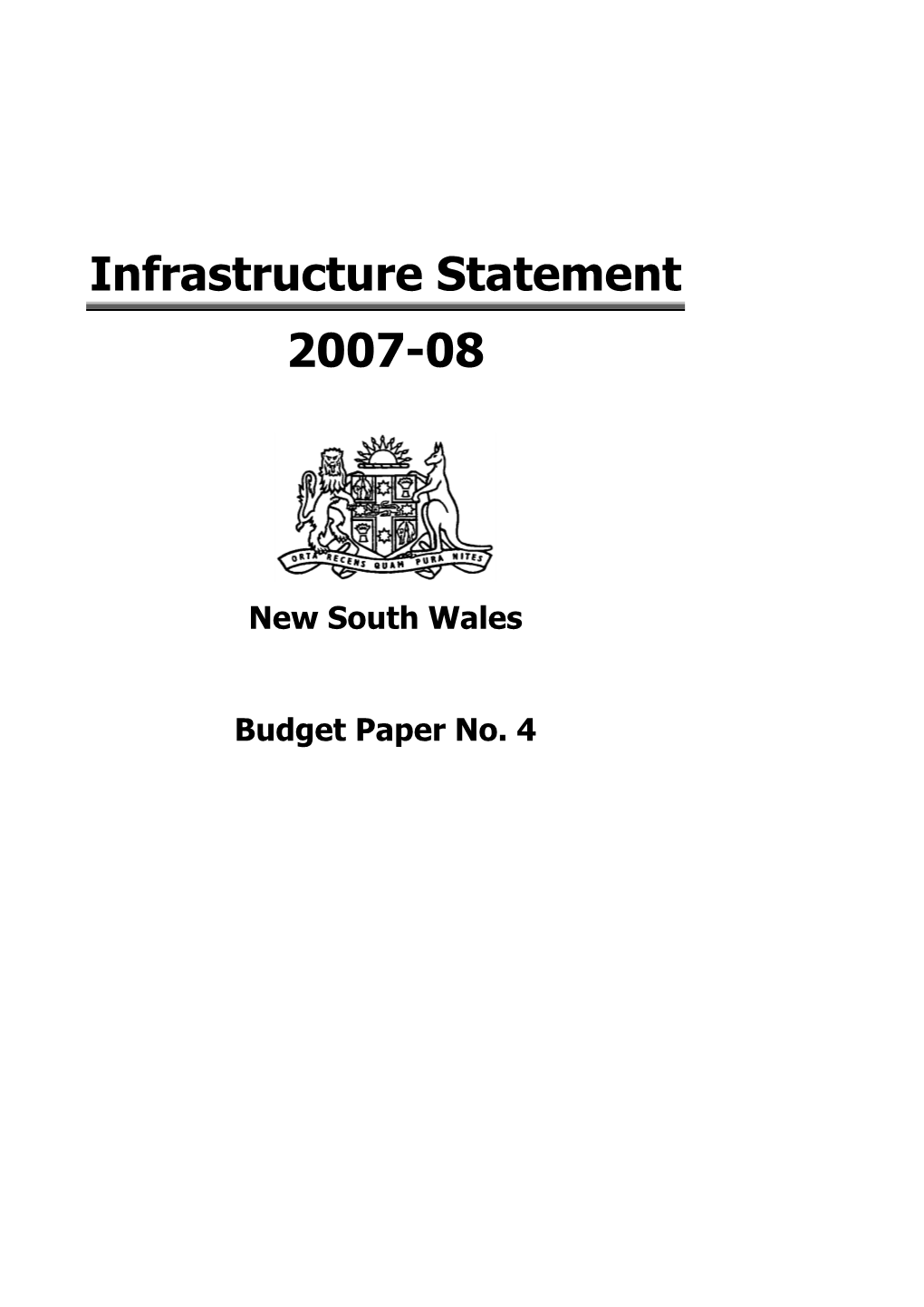 Infrastructure Statement 2007-08