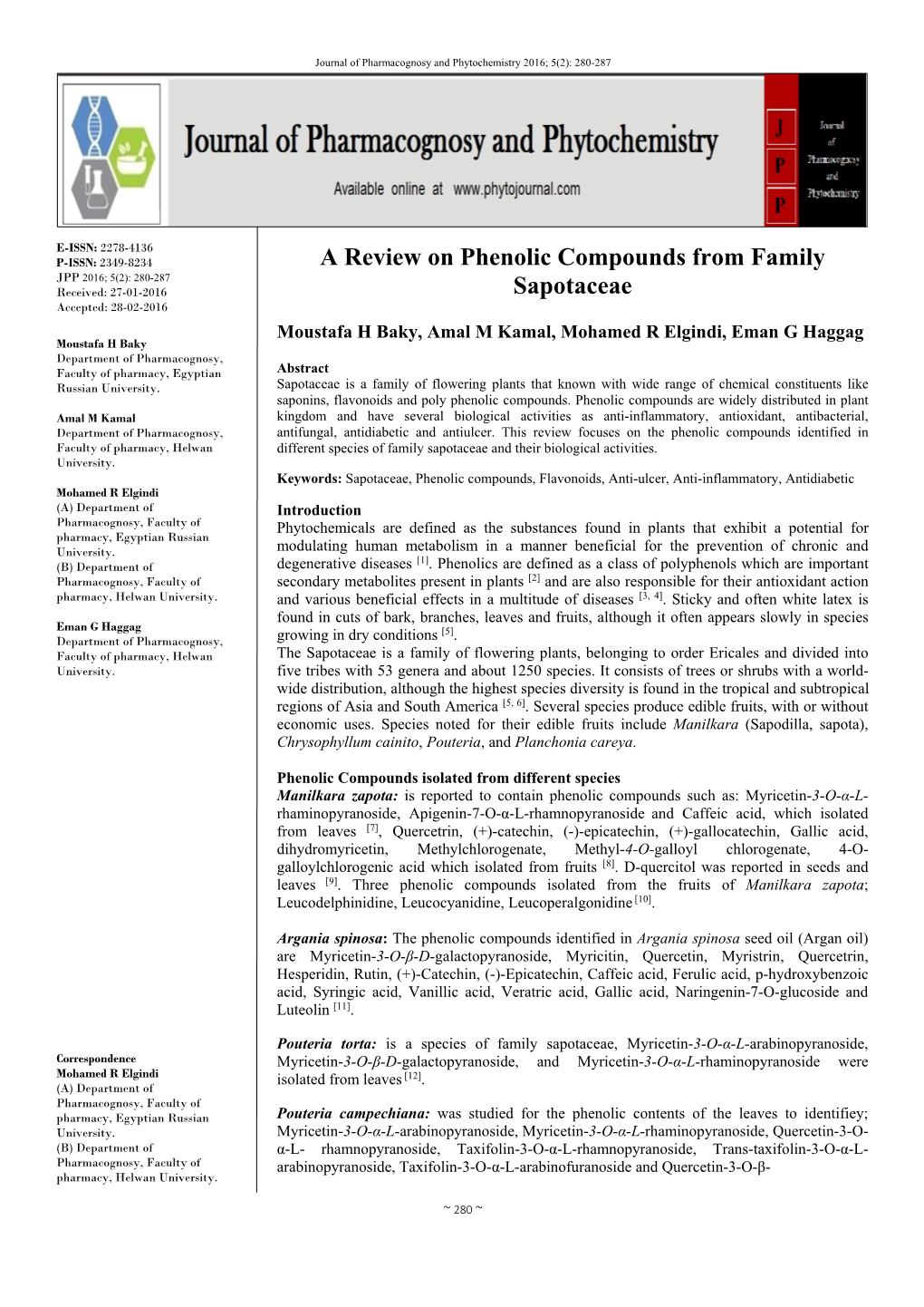 A Review on Phenolic Compounds from Family Sapotaceae