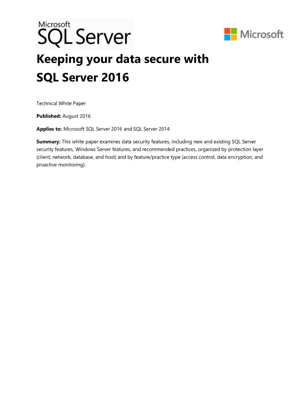 Keeping Your Data Secure with SQL Server 2016
