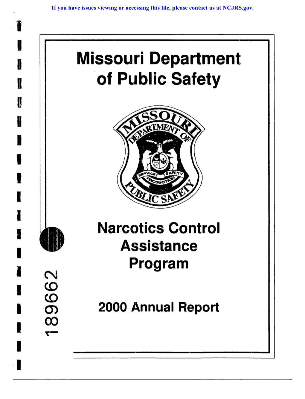 U Missouri Department ! of Public Safety ,! N I !I | | I I Narcotics Control I Assistance ,! Program