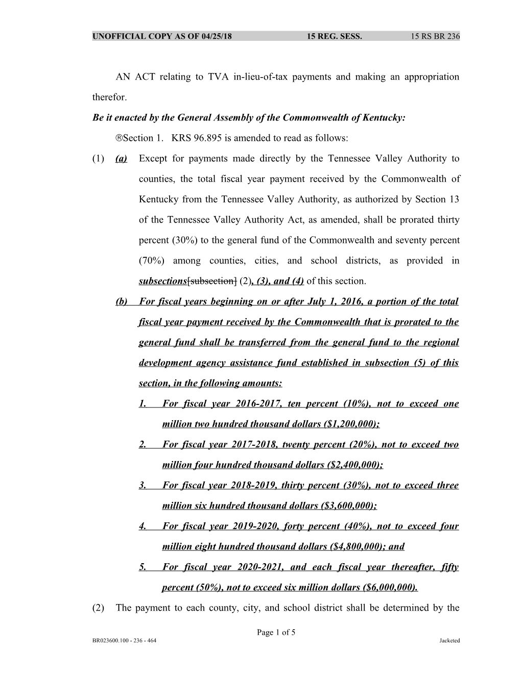 AN ACT Relating to TVA In-Lieu-Of-Tax Payments and Making an Appropriation Therefor