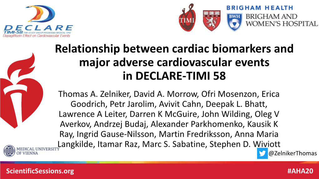 Relationship Between Cardiac Biomarkers and Major Adverse Cardiovascular Events in DECLARE-TIMI 58 Thomas A
