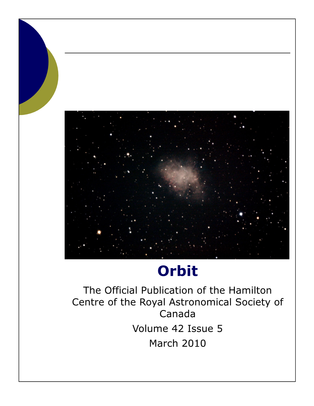 Orbit the Official Newsletter of the Hamilton Centre, RASC