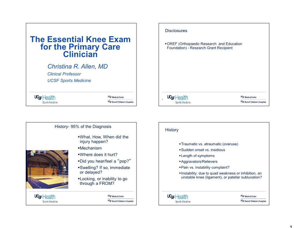 The Essential Knee Exam for the Primary Care Clinician